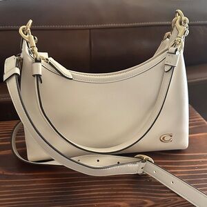 Coach Juliet 25 Chalk Color Leather Shoulder/Top Handke Bag with Gold Accents